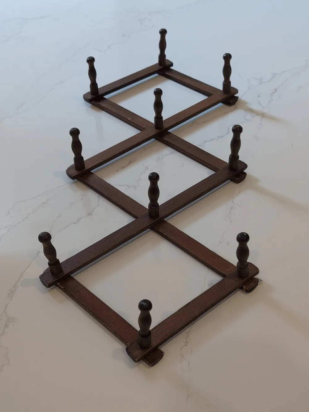 Vintage Brown Expandable Wooden Wall Peg Rack Home Organization Decor